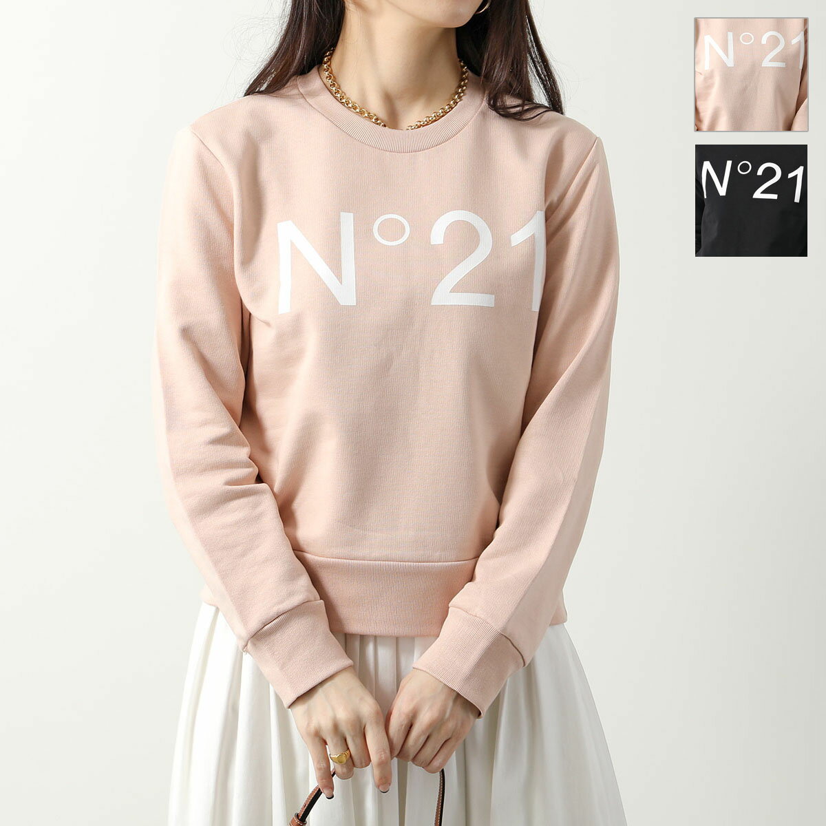 N°21 KIDS ヌメロヴェントゥーノ キッズ トレーナー N21574 N0154 レディース ガールズ スウェット 長袖 クルーネック コットン ロゴ カラー2色のサムネイル