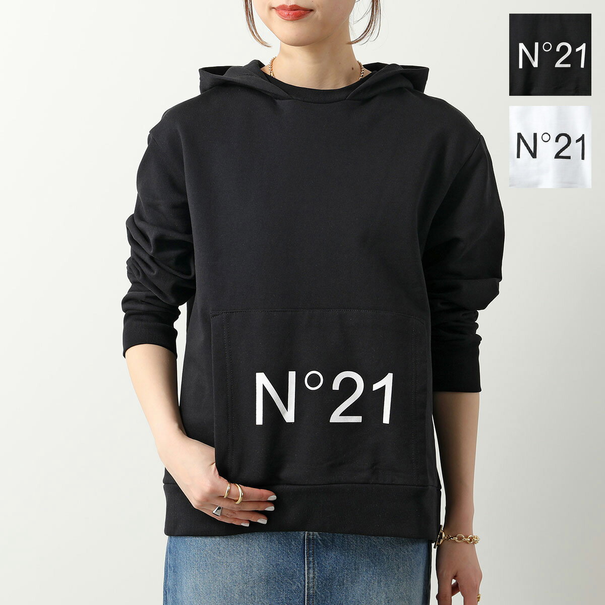 N°21 KIDS ヌメロヴェントゥーノ キッズ パーカー N21893 N0154 レディース ガールズ プルオーバー スウェット 長袖 コットン ロゴ 0N900のサムネイル