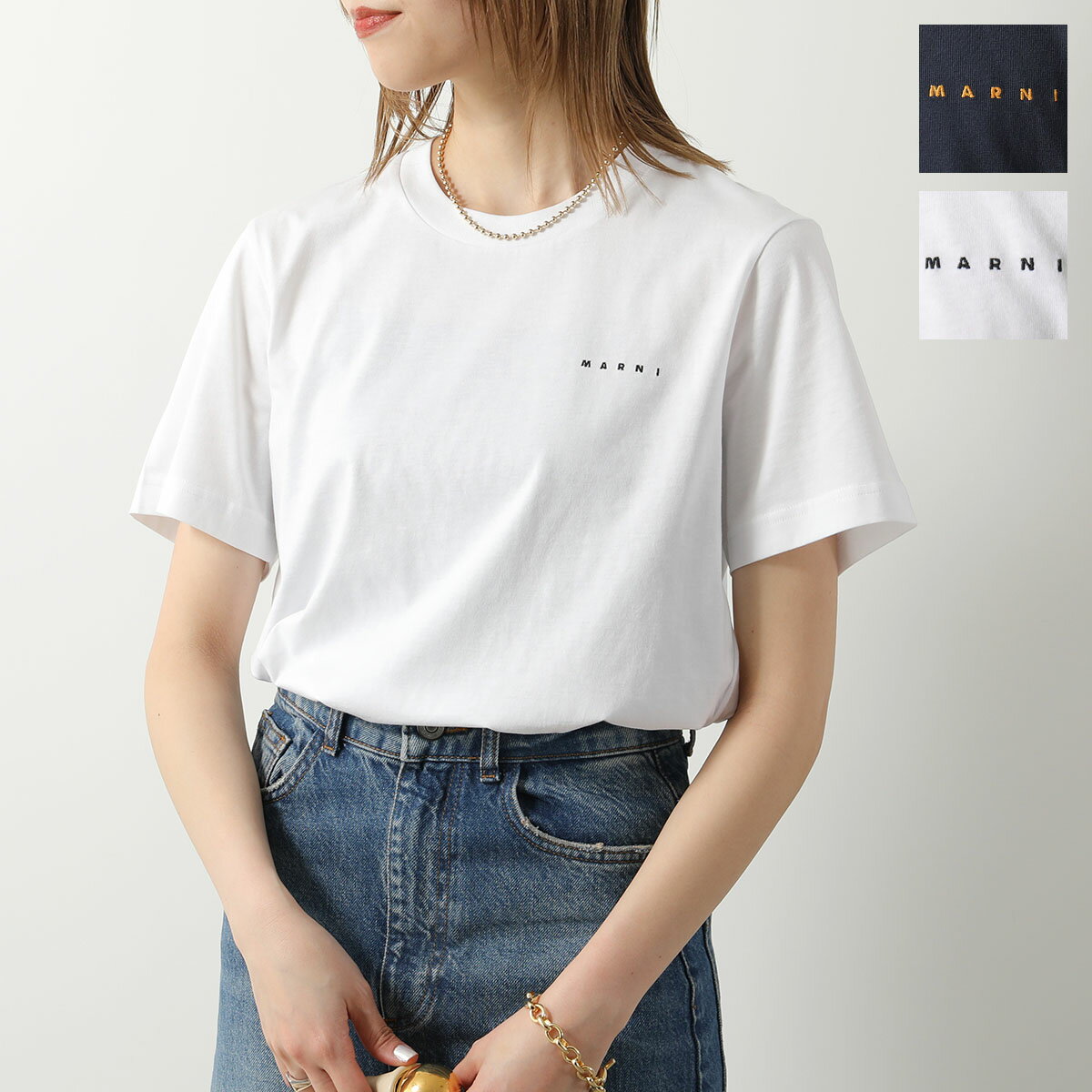 MARNI マルニ Tシャツ HUMU0198X1 UTCZ57 レディース 半袖 カットソー 刺繍 ちびロゴT クルーネック コットン カラー2色【po_niiii】のサムネイル