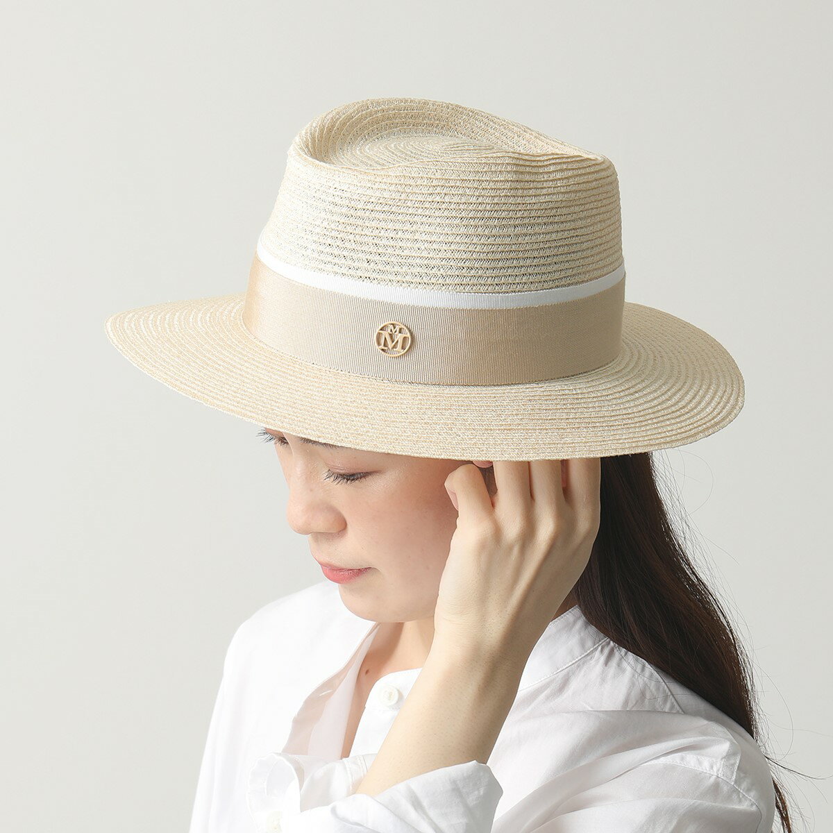 Maison Michel メゾンミッシェル 1003038001 ANDRE HAT ストローハット 帽子 NATURAL-BE レディースのサムネイル