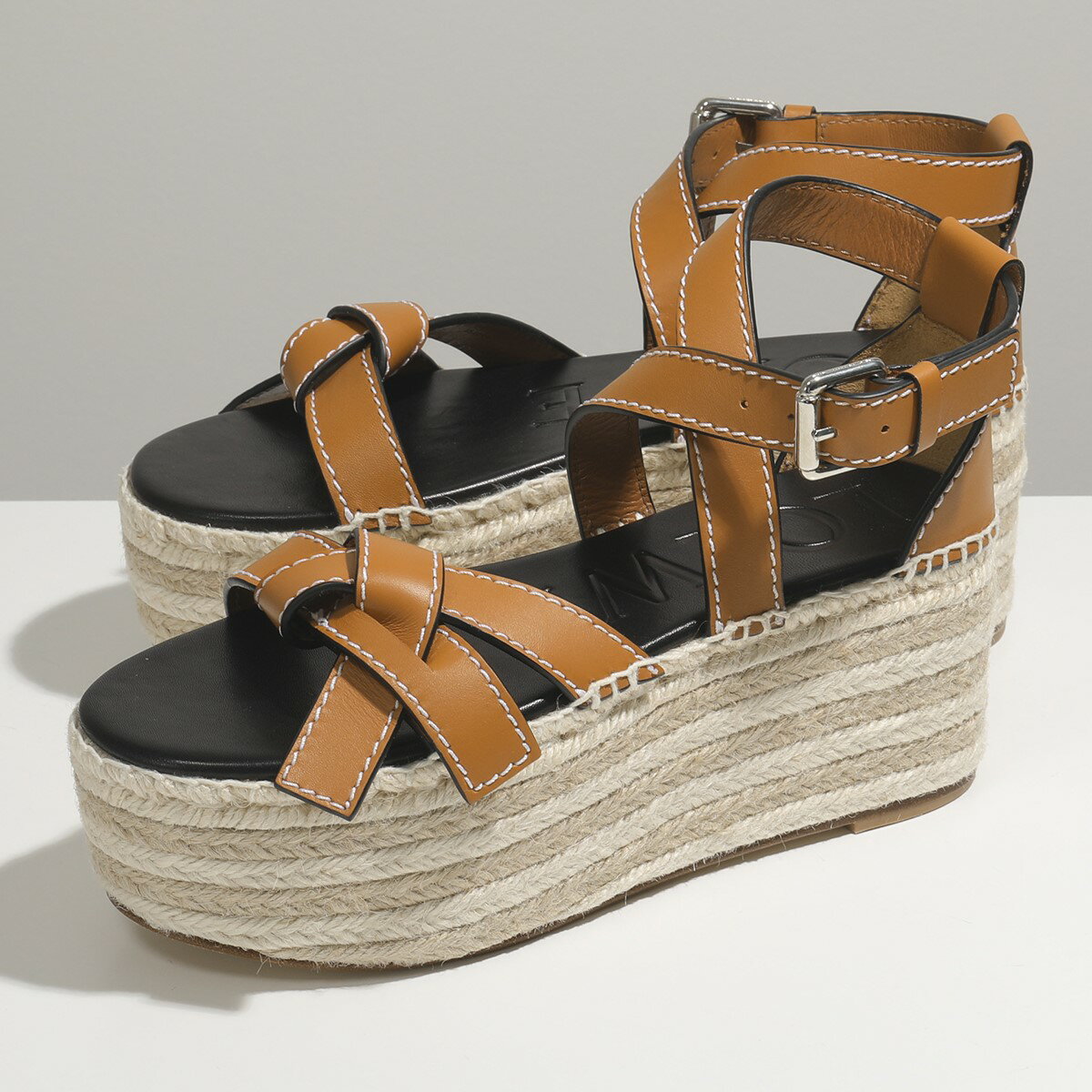 LOEWE ロエベ 453.10.355 GATE WEDGE ESPADRILLE ゲート ウェッジ エスパドリーユ レザー×ジュート ノット ストラップサンダル 靴 3649/LIGHT-CAR レディースのサムネイル