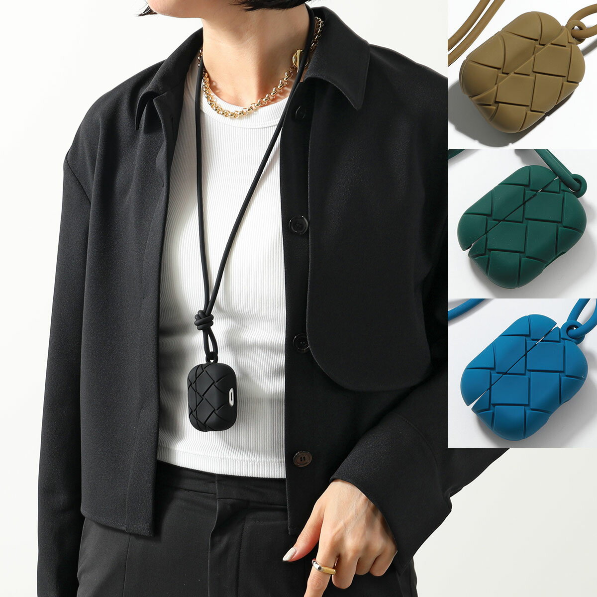 BOTTEGA VENETA ボッテガヴェネタ イヤフォンケース 691715 V0EY0 レディース AirPods Pro ケース イントレチャート ストラップ付き カラー2色【cp_three】のサムネイル