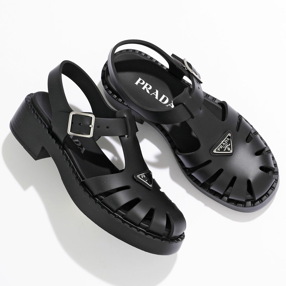 PRADA プラダ サンダル 1X857M 3LKK レディース ラバー ストラップ トライアングルロゴ シューズ 靴 F0002/NEROのサムネイル