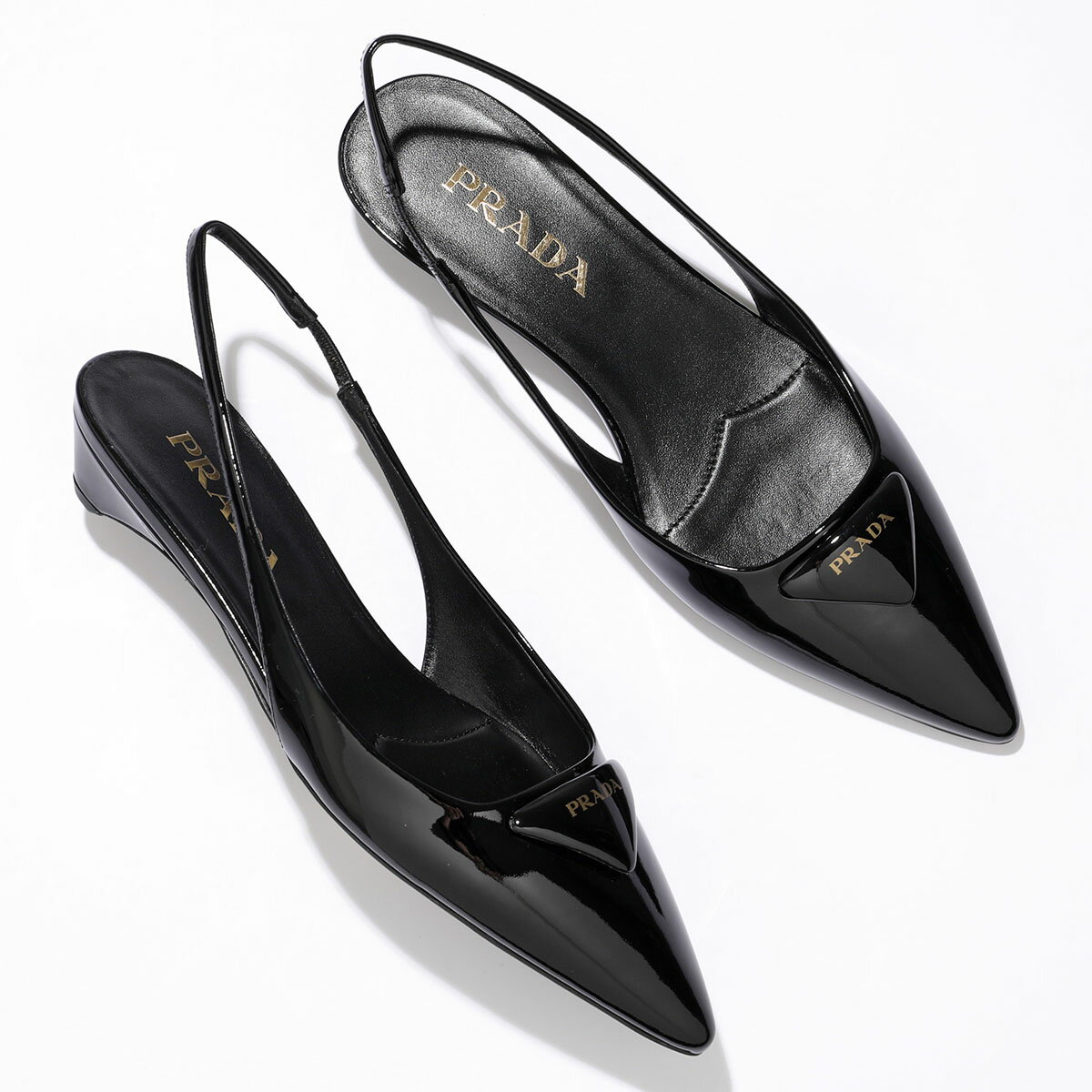 PRADA プラダ ミュール 1I901M JHR 025 レディース パテント レザー スリングバック パンプス ロゴ ポインテッドトゥ 靴 F0002/NERO【po_fifth】