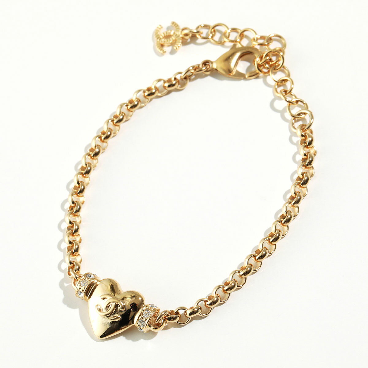 CHANEL シャネル ブレスレット ABD086 B16157 レディース チェーン メタル ハート ココマーク CCマーク ラインストーン装飾 NW375のサムネイル