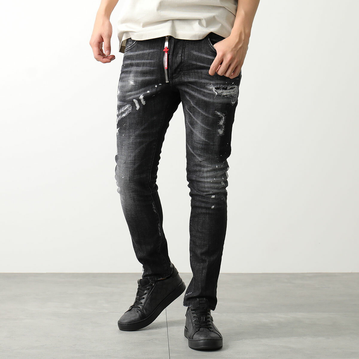 DSQUARED2 ディースクエアード ジーンズ BLACK PIONER WASH SKATER JEANS S74LB1451 S30357 メンズ デニムパンツ ストレッチ 900