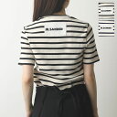 JIL SANDER+ ジルサンダー プラス Tシャツ J40GC0111 J46497 レディース クルーネック 半袖 リブ カットソー コットン ボーダー ロゴパッチ 080