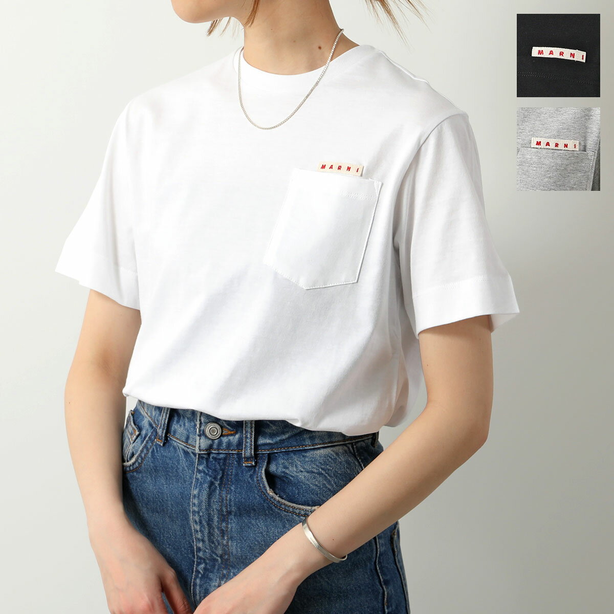 楽天インポートセレクト museeMARNI KIDS マルニ キッズ 半袖 Tシャツ M01064 M00NE レディース ガールズ ロゴパッチ 胸ポケット コットン クルーネック カラー3色