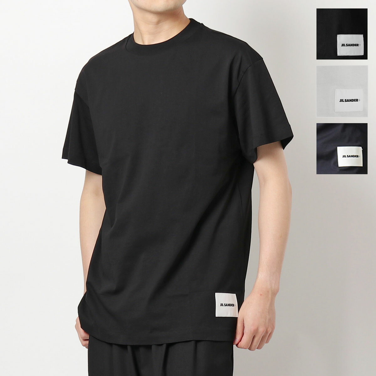 JIL SANDER ジルサンダー プラス Tシャツ 【1枚単品】 JPUU706530 MU248808 J47GC0001 J45048 メンズ 半袖 クルーネック ロゴラベル カットソー コットン カラー4色