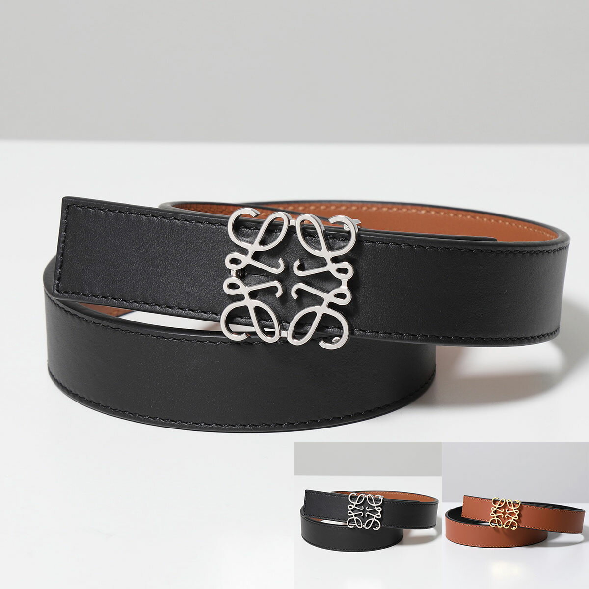 LOEWE ロエベ ベルト ANAGRAM REV 2.8 CM BELT アナグラム リバーシブル E619Z26X03 レディース レザー バックル カラー2色