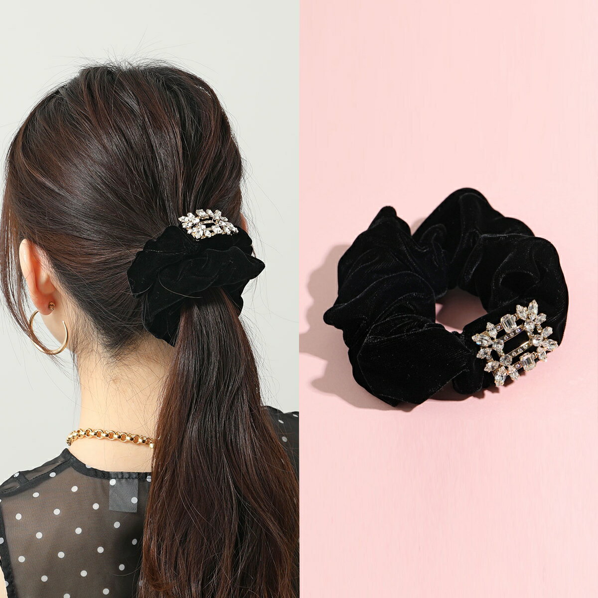 ROGER VIVIER ロジェヴィヴィエ シュシュ BROCHE ブロッシュ REWAC290000CFE レディース ヘアゴム ベルベット ヘアアクセサリー B999