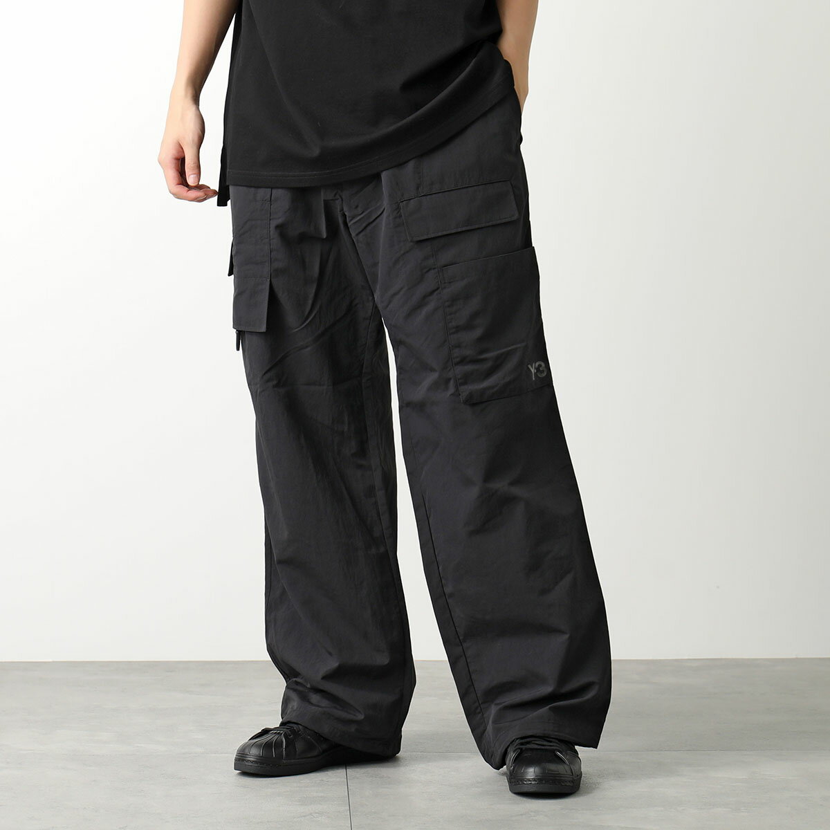 Y-3 ワイスリー カーゴパンツ CR NYL PANTS クリンクル ナイロン パンツ IV5838 メンズ ナイロン ワイドパンツ ストレート ロゴ BLACK