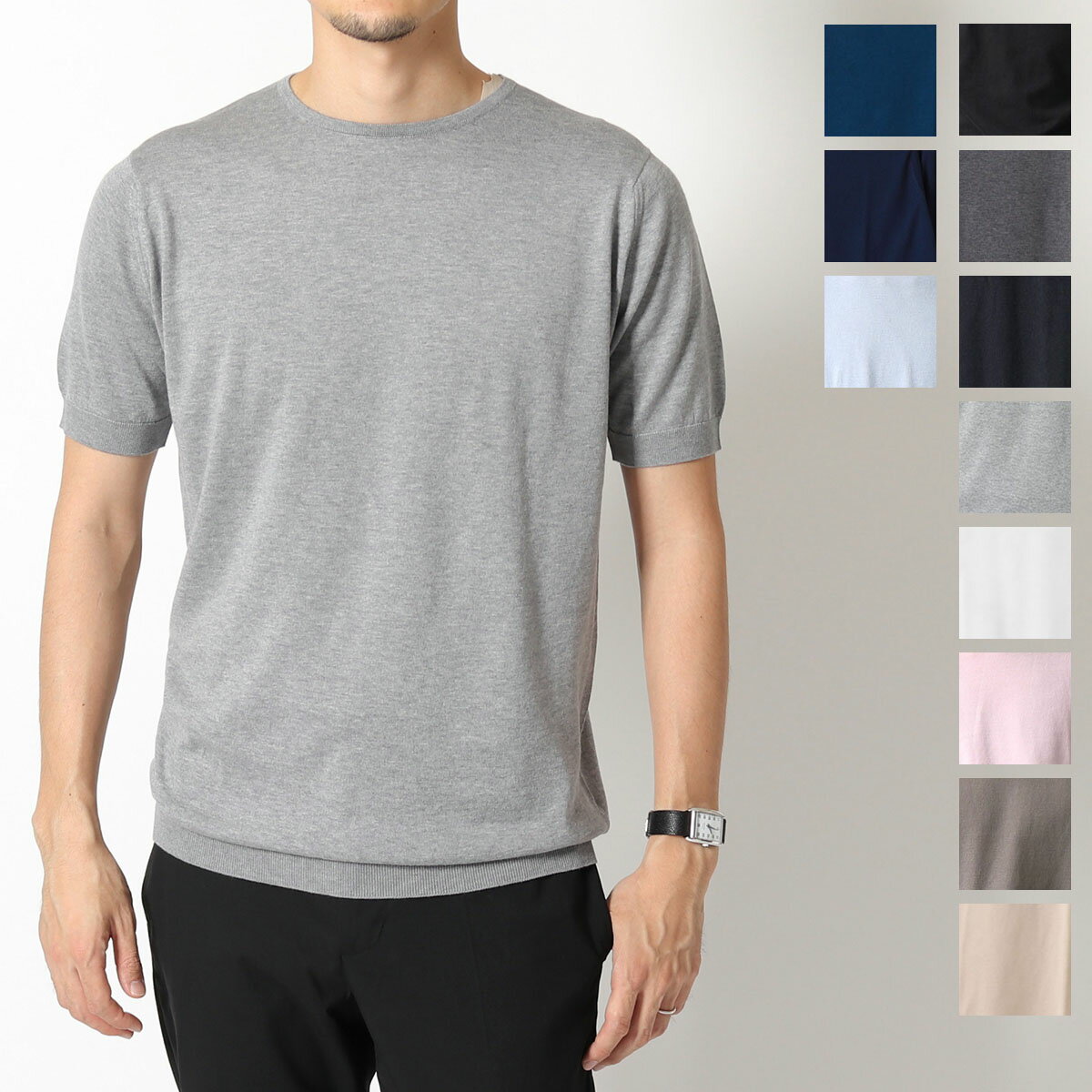 JOHN SMEDLEY ジョンスメドレー ニット セーター BELDEN ベルデン STANDARD FIT メンズ クルーネック 半袖 コットンニット シーアイランドコットン カラー11色