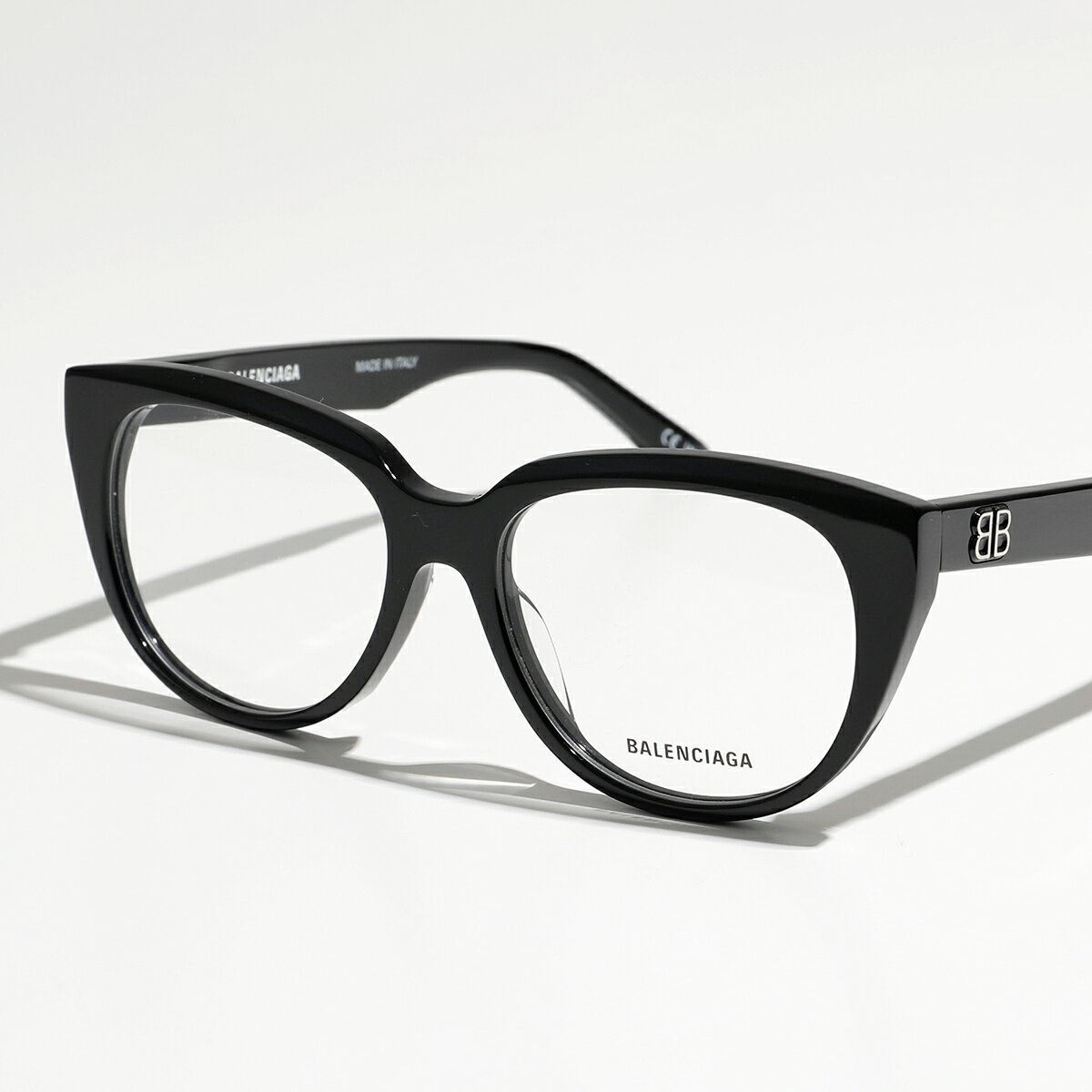 BALENCIAGA バレンシアガ メガネ BB0131O レディース ウェリントン型 伊達メガネ 眼鏡 めがね 黒縁メガネ BBロゴ アイウェア 001/BLACK-BLACK-T【po_fifth】