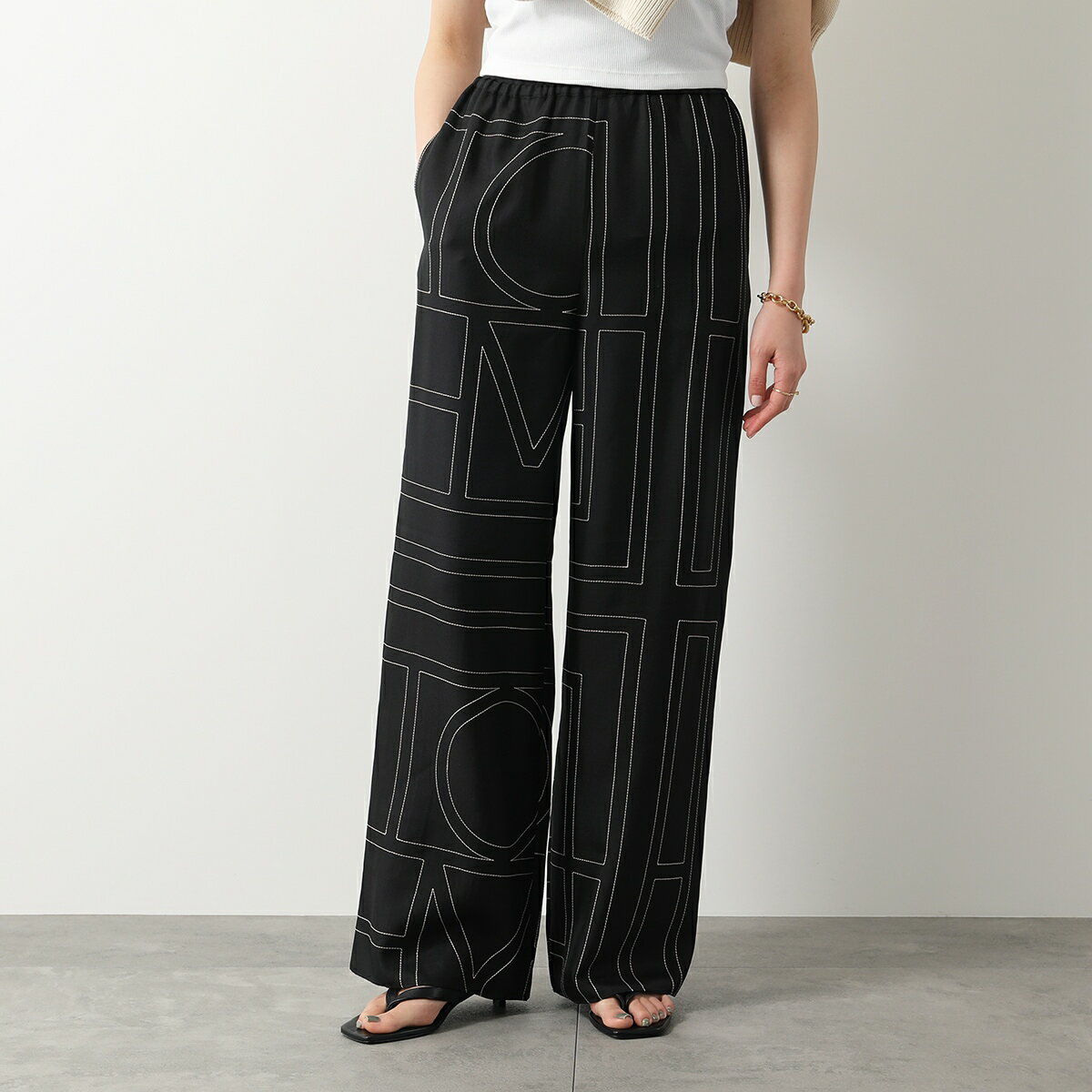 Toteme トーテム ワイドパンツ MONOGRAM PAJAMA PANTS 213 255 707 レディース シルク モノグラム 刺繍 925/BLACK-MONOGRAM【p10倍】【TS15】のサムネイル