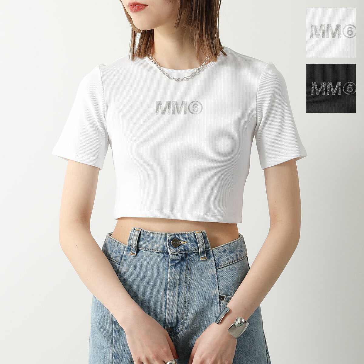 楽天インポートセレクト museeMM6 KIDS エムエムシックス メゾンマルジェラ キッズ Tシャツ M60594 MM02G レディース ガールズ 半袖 クルーネック ロゴT カラー2色