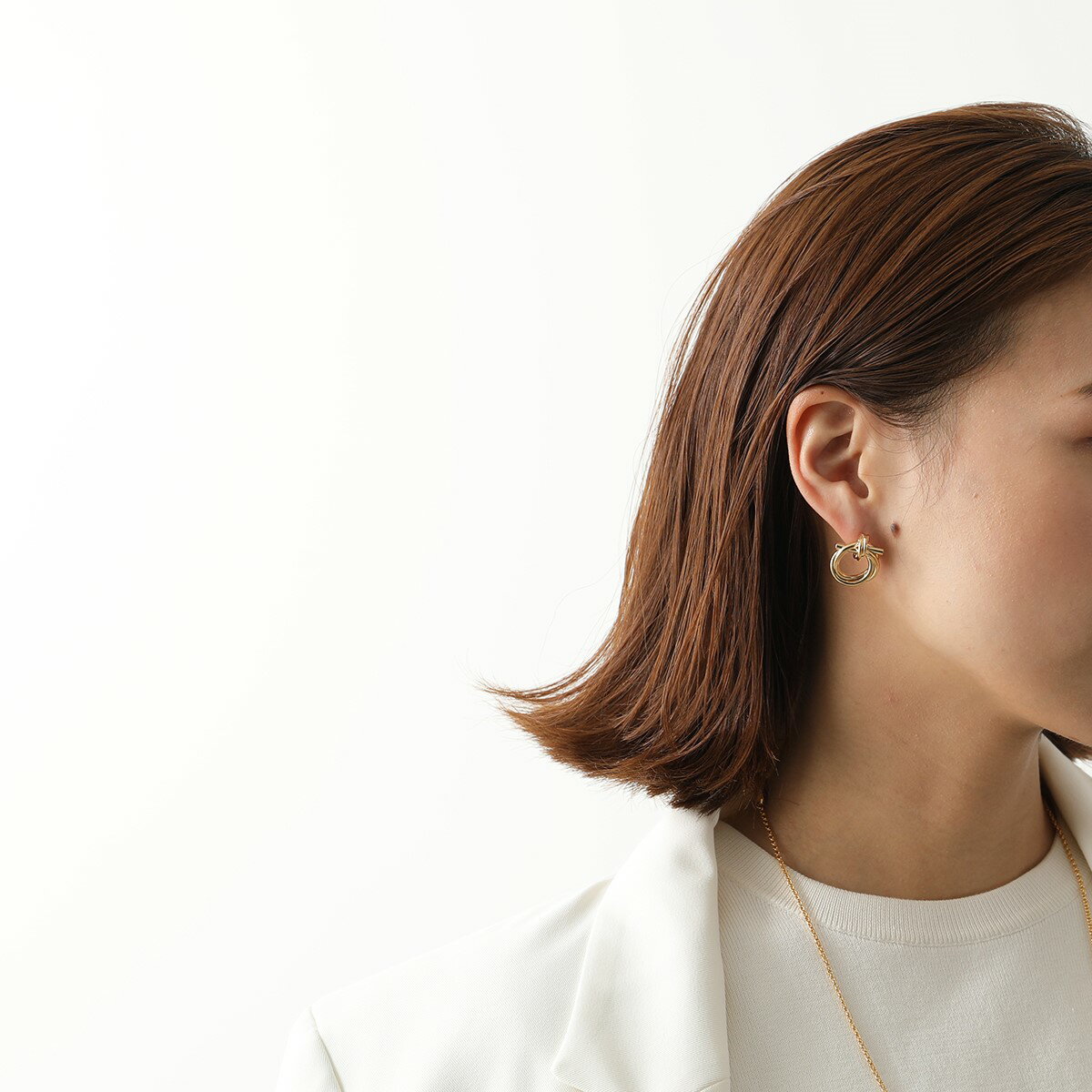 FERRAGAMO フェラガモ ピアス 76 0549 レディース ガンチーニ ノット ブラス アク...
