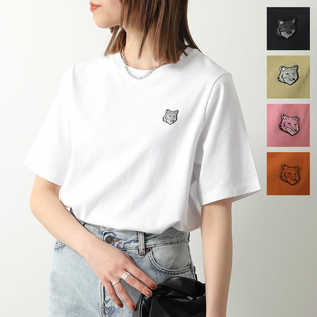 MAISON KITSUNE メゾンキツネ Tシャツ BOLD FOX HEAD PATCH COMFORT TEE SHIRT MW00111KJ0119 MW00127KJ0119 レディース 半袖 カットソー カラー4色