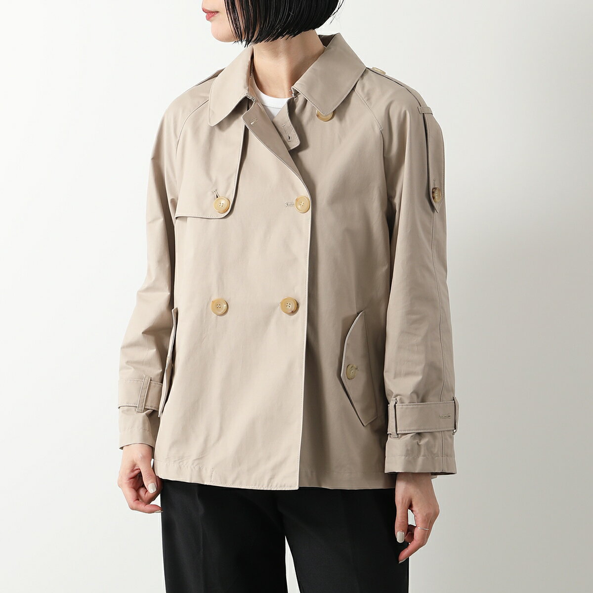 Max Mara The Cube マックスマーラ ザ・キューブ トレンチコート DTRENCH レディース コットンブレンド ダブルブレスト ショート丈 撥水加工 013