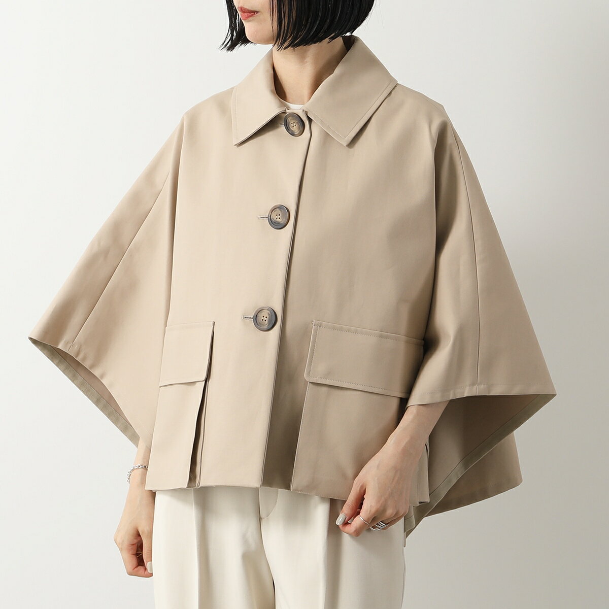 MAX MARA マックスマーラ ケープ FRED レディース ポンチョ コート ジャケット ショート トレンチ風 コットン 002のサムネイル