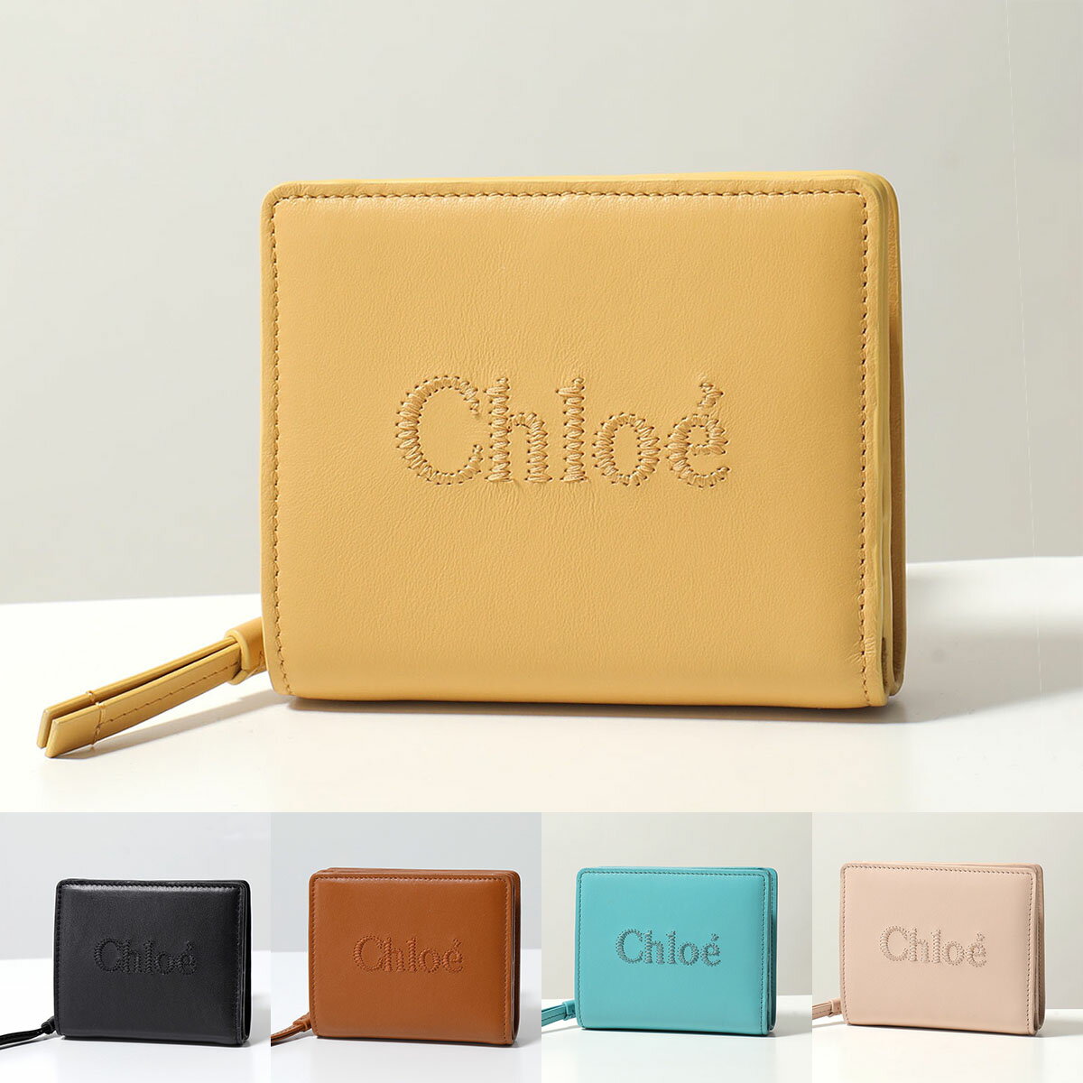 クロエ 二つ折り財布 レディース Chloe クロエ 二つ折り財布 SENSE COMPACT WALLET センス CHC23SP867I10 レディース レザー スモール ミニ財布 ロゴ刺繍 カラー5色【po_fifth】