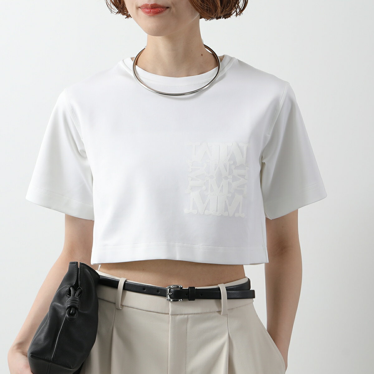 MAX MARA マックスマーラ Tシャツ MESSICO レディース 半袖 カットソー MロゴT クルーネック ストレッチ 002