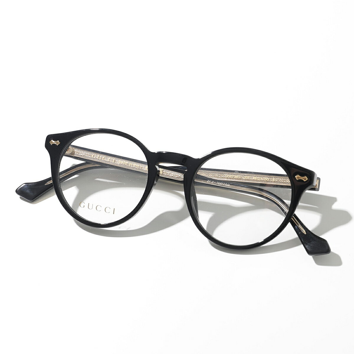 GUCCI グッチ メガネ GG0738O レディース ボストン型 めがね 眼鏡 ロゴ セルフレーム アイウェア 黒縁メガネ 伊達メガネ 001/Black-Black-Transparenのサムネイル