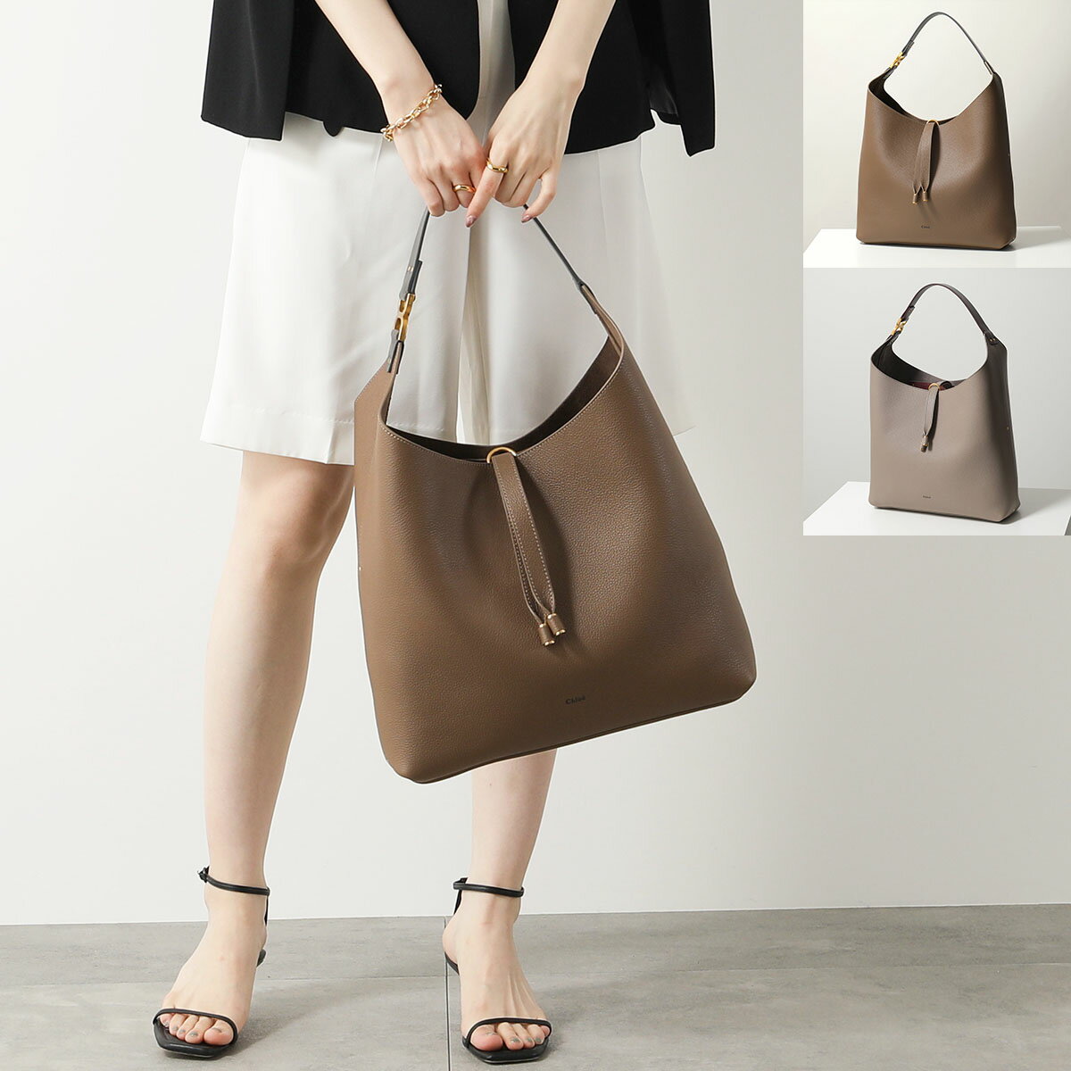 Chloe クロエ トートバッグ MARCIE HOBO マーシー ホーボー CHC24SS630I31 レディース レザー ロゴ 鞄 29X/DARK-NUT【po_fifth】