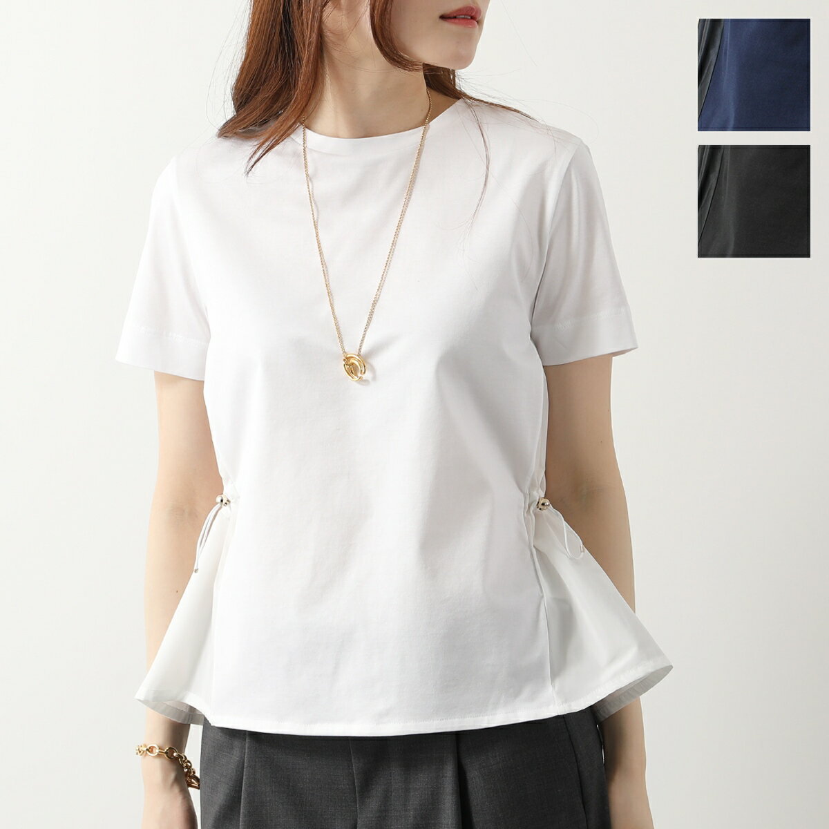 HERNO ヘルノ Tシャツ CHIC COTTON JERSEY NEW TECHNO TAFFETA JG000224D 52006 レディース プリーツ カラー3色のサムネイル