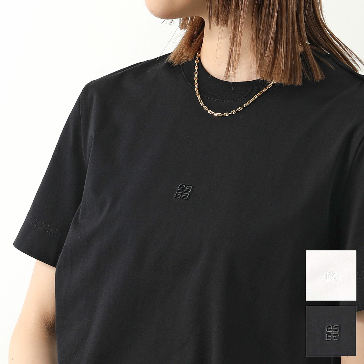 GIVENCHY ジバンシィ Tシャツ BM716G3YCC レディース 半袖 クルーネック コットン カットソー ちびロゴT 刺繍 4G カラー2色【po_fifth】