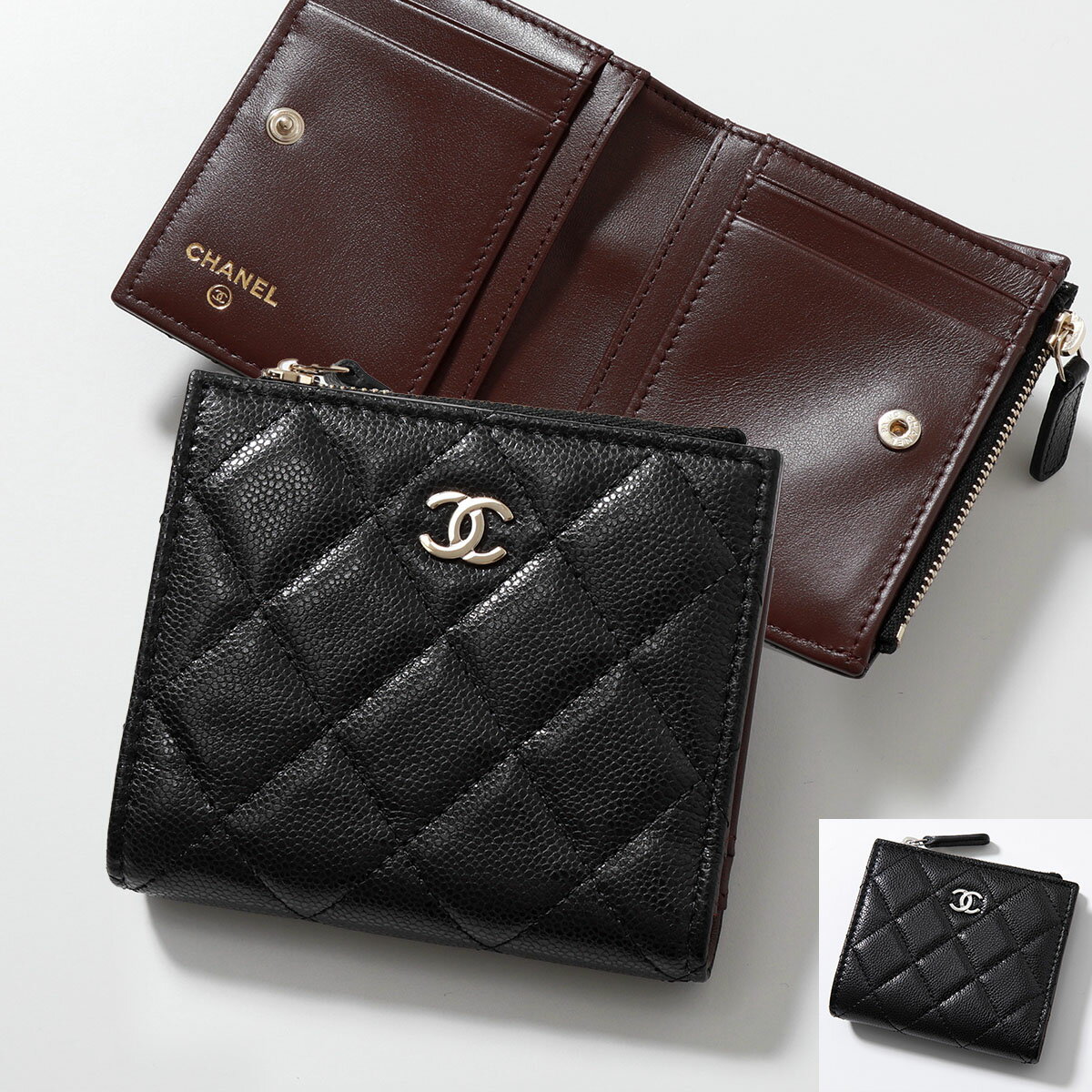 シャネル CHANEL シャネル 二つ折り財布 AP3388 B10583 B15532 レディース MATELASSE マトラッセ グレインド シャイニー カーフスキン ココマーク カラー2色