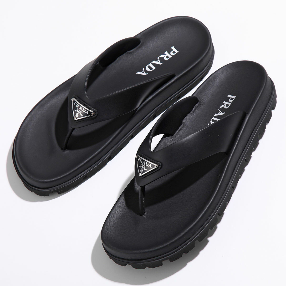 PRADA プラダ トングサンダル 1Y420N 3LKK レディース トライアングルロゴ ラバー シューズ 靴 F0002/NEROのサムネイル
