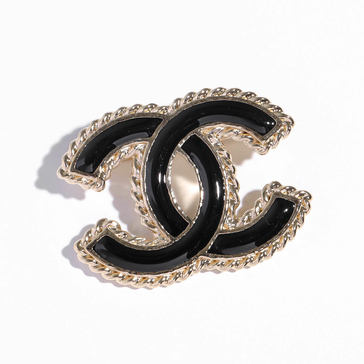 CHANEL シャネル ブローチ ABC538 B16134 レディース ココマーク CCロゴ メタル ピンバッジ NW445/ブラック×シャンパンゴールドのサムネイル
