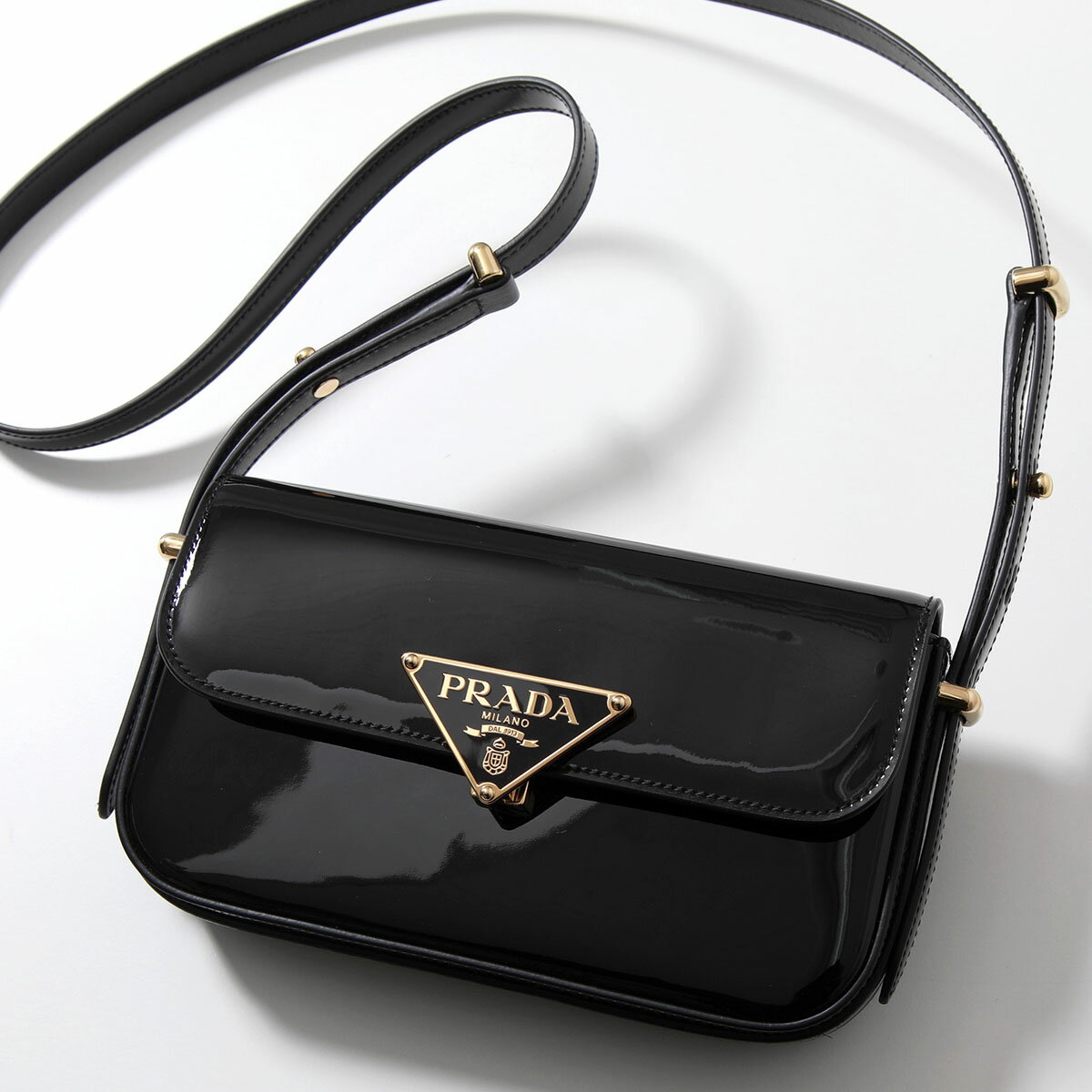 PRADA プラダ ショルダーバッグ 1BD339 069 レディース パテントレザー エナメル トライアングルロゴ ポシェット 鞄 F03KJ/NERO/R【po_fifth】