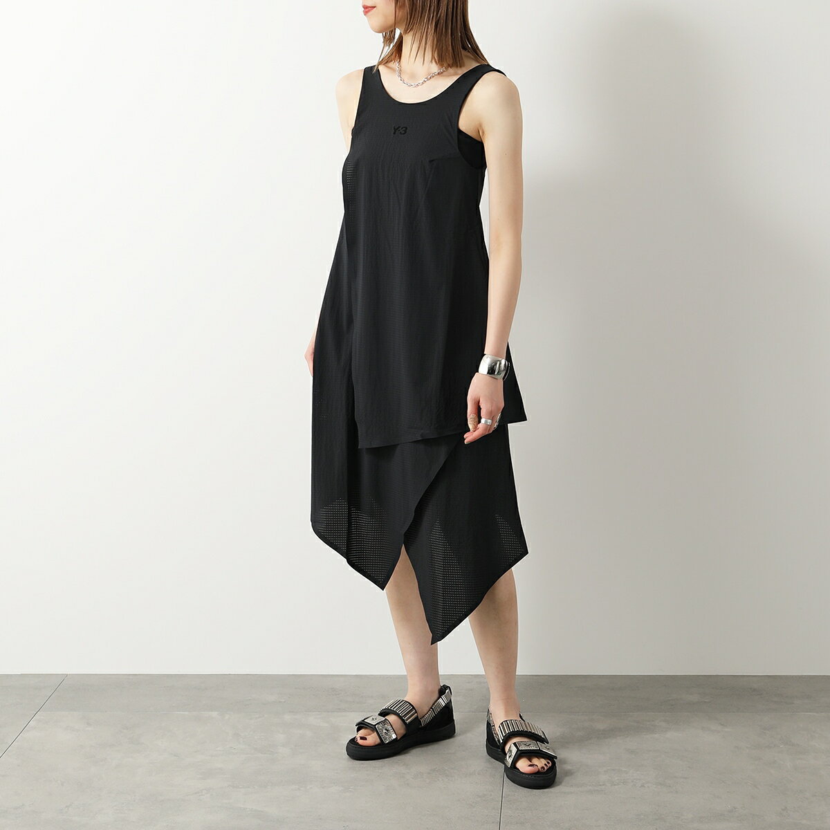 Y-3 ワイスリー ワンピース NYL TANK DRESS IR6252 レディース ノースリーブ ロゴ ドレス ミディ丈 BLACK