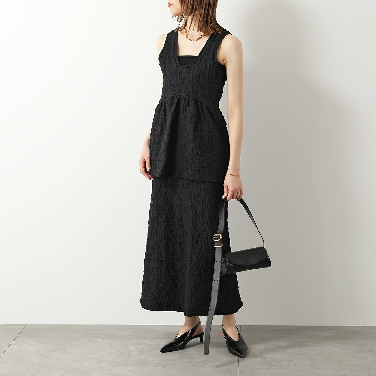 JIL SANDER ジルサンダー ワンピース J02CT0315 J20138 レディース ノースリーブ バルーン ペプラム ドレス 001/BLACK