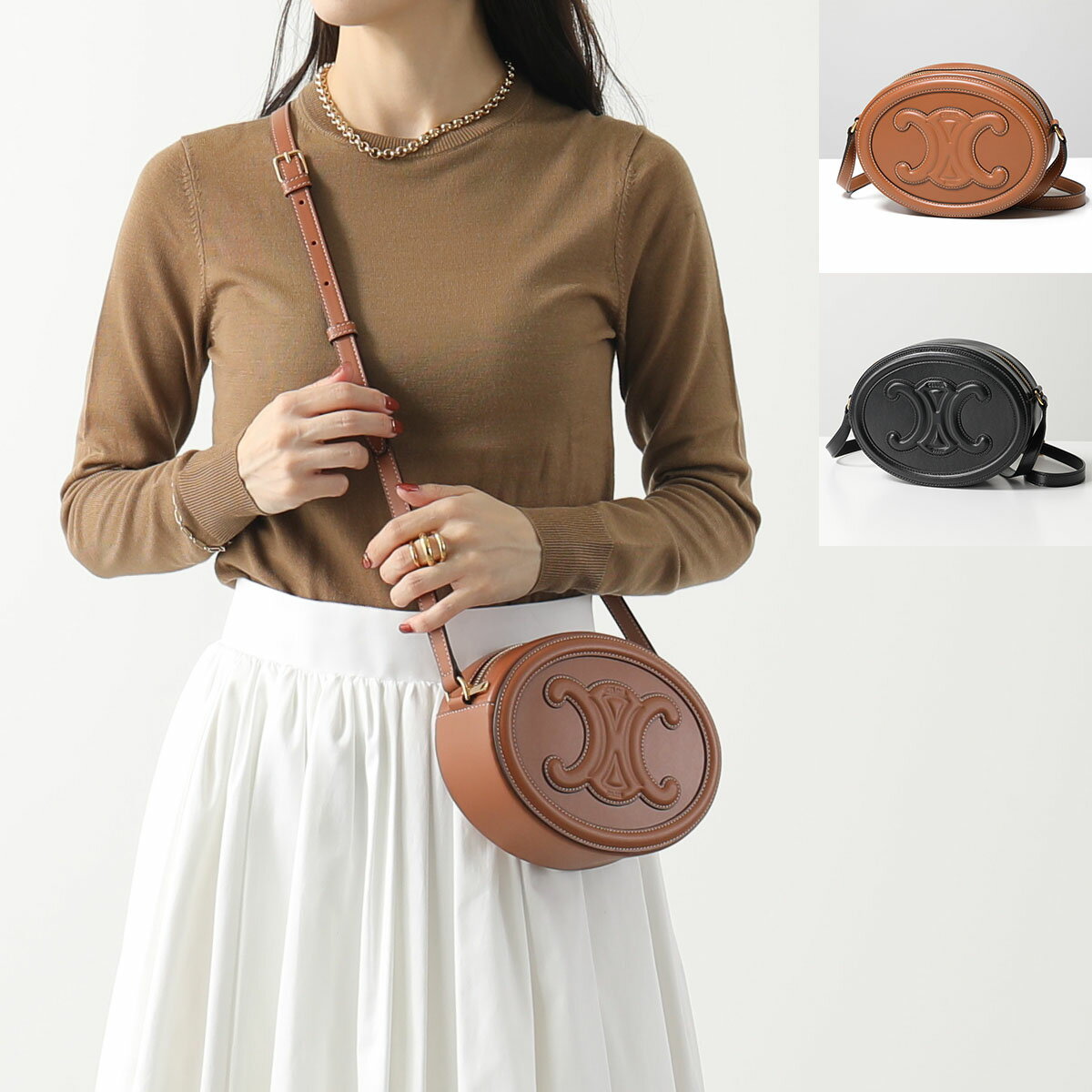 セリーヌ ショルダーバッグ（レディース） CELINE セリーヌ ショルダーバッグ Oval Bag 198603DXC.04LU 198603DXC.38NO レディース オーバル ポシェット Triomphe 凸凹トリオンフ ロゴ 鞄 カラー2色【po_fivee】