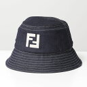FENDI フェンディ バケットハット FXQ958 ARR1 メンズ デニム FFロゴ ジャガード 帽子 F0QA2/BLUE