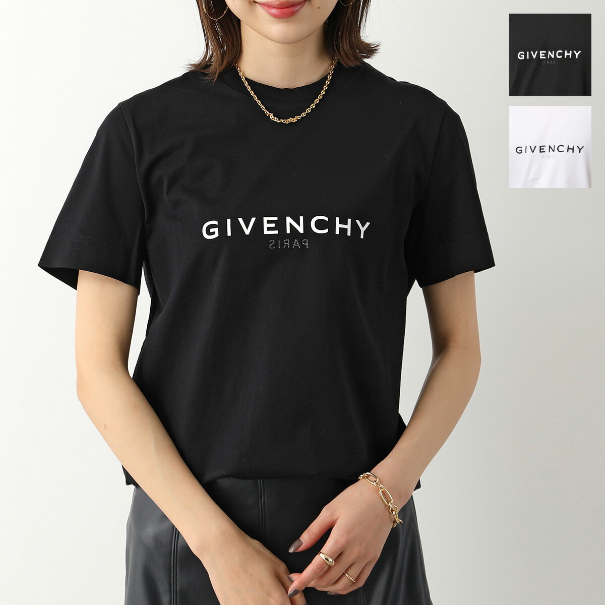 GIVENCHY ジバンシィ Tシャツ BM71653Y6B レディース リバース スリム 半袖 クルーネック カットソー ロゴ カラー2色【po_fifth】