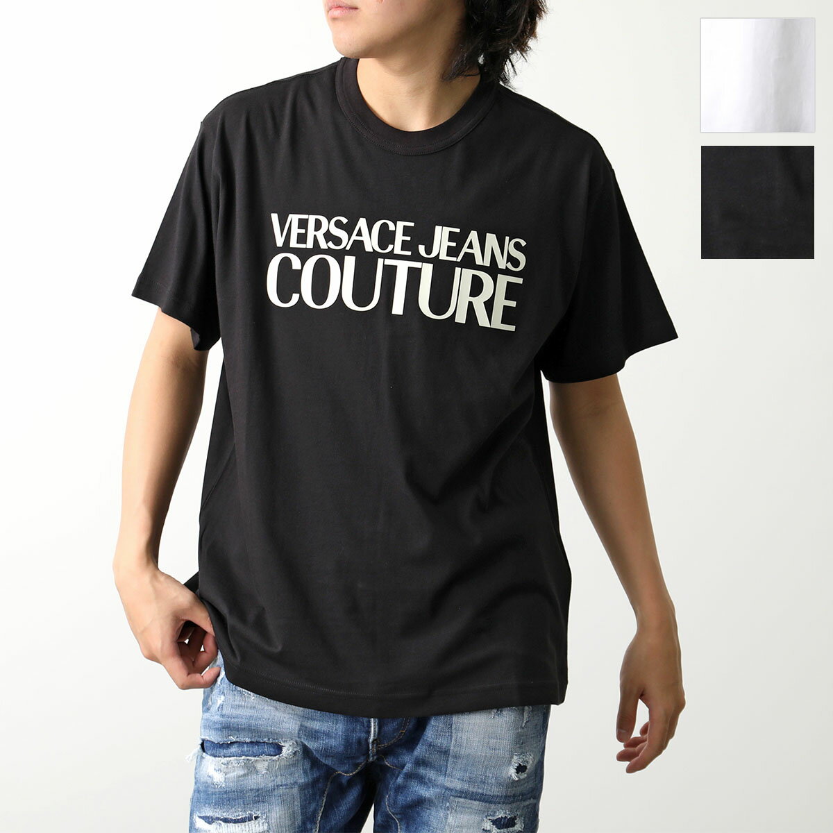 VERSACE JEANS COUTURE ヴェルサーチ ジーンズ クチュール 半袖 Tシャツ 76GAHG01 CJ00G メンズ LOGO COLOR PT クルーネック カラー2色【po_fifth】