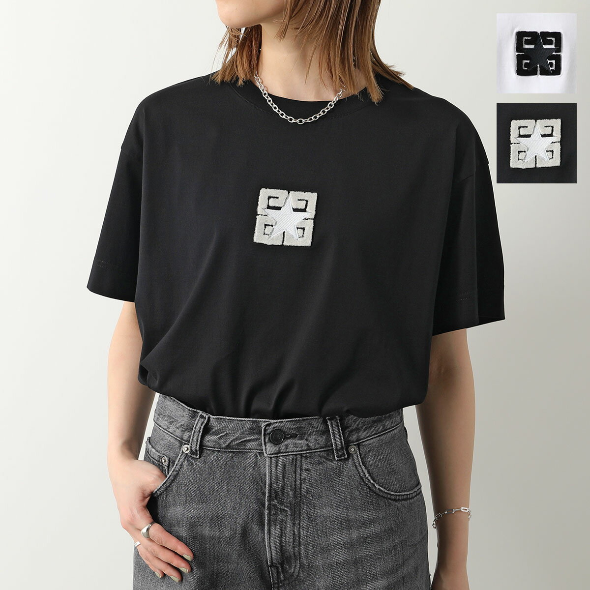 GIVENCHY ジバンシィ Tシャツ BM71JB3YLZ レディース 半袖 クルーネック カットソー コットン 4G ロゴ 刺繍 オーバーサイズ カラー2色【po_fifth】