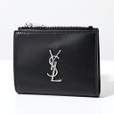 サンローラン 折り財布 レディース SAINT LAURENT サンローラン 二つ折り財布 575726 0SX0E レディース カサンドラロゴ レザー 小銭入れあり ミニ財布 1000/NERO