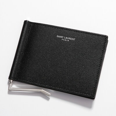 SAINT LAURENT サンローラン 二つ折り財布 378005 BTY0N メンズ カードケース マネークリップ付き ロゴ レザー 小銭入れなし 1000 378005BTY0N1000【po_sannn】
