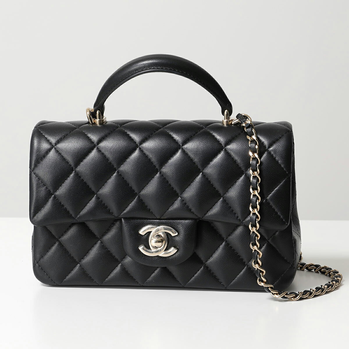 シャネル　ポシェット CHANEL シャネル ショルダーバッグ トップハンドル ミニフラップバッグ 20 MATELASSE マトラッセ AS2431 B06660 レディース ラムスキン チェーン ポシェット ココマーク ロゴ 鞄 94305