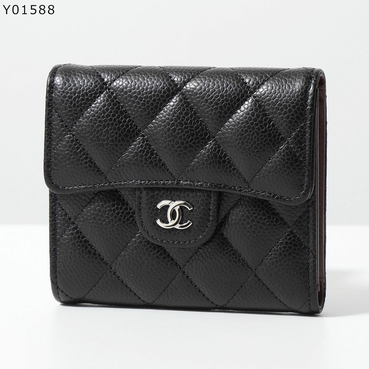 CHANEL シャネル 二つ折り財布 AP0231 Y01588 C3906 レディース MATELASSE マトラッセ カーフスキン キルティングレザー ミニ財布 ココマーク メタルロゴ【保存袋B】のサムネイル