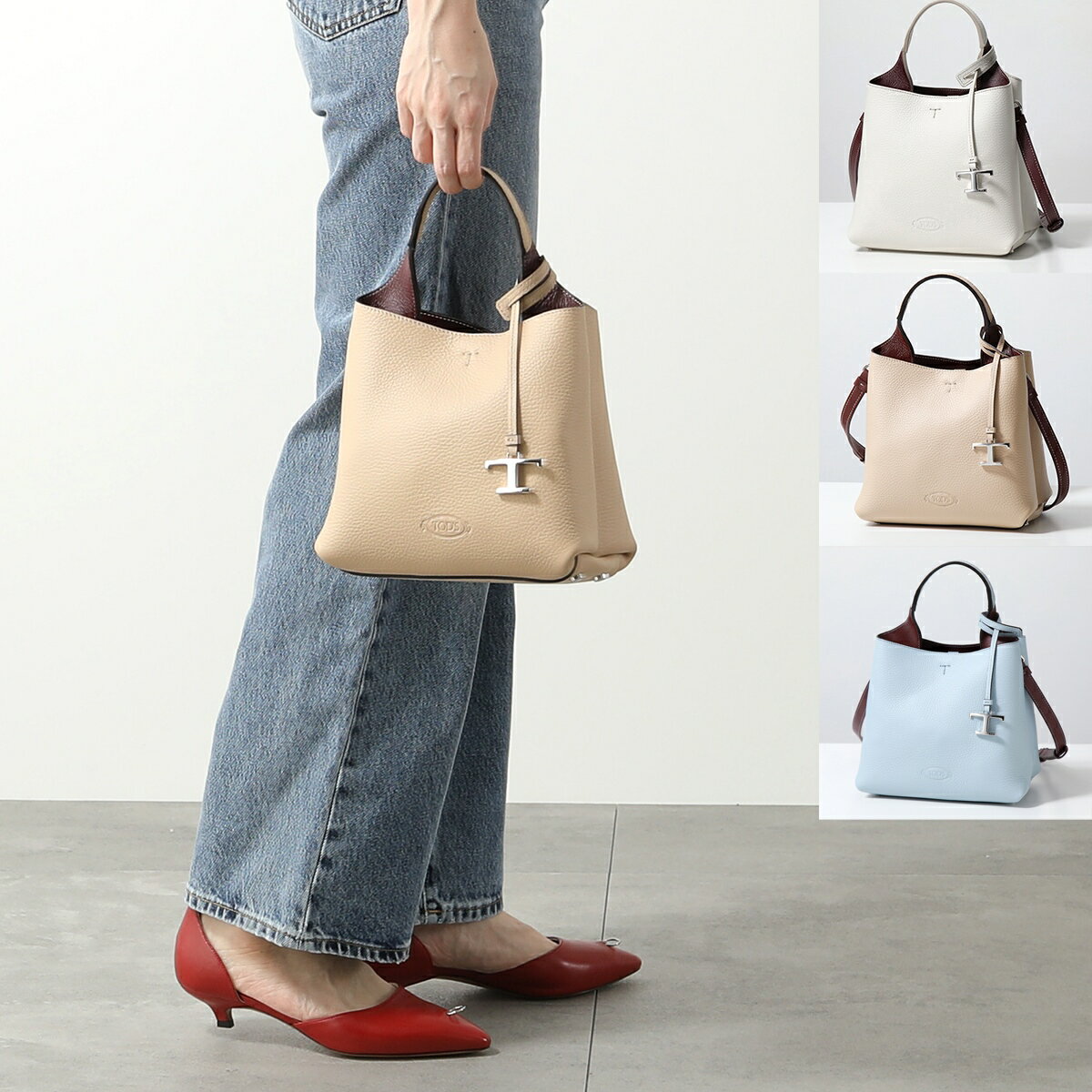 【カラー限定特価】TODS トッズ ショルダーバッグ ミニ APA SHOPPING MONOSP T PEND MINI XBWAPAA9100QNK レディース レザー ハンドバッグ Tチャーム ロゴ 鞄 カラー4色