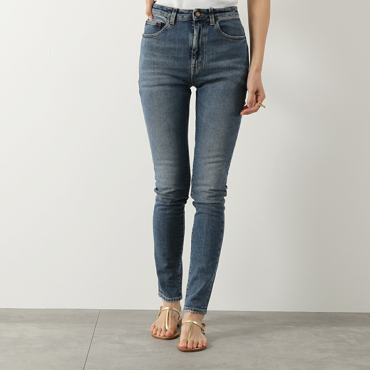 SAINT LAURENT サンローラン ジーンズ 614478 YZ477 レディース デニムパンツ ジーパン スキニー スリム ウォッシュ加工 4085のサムネイル