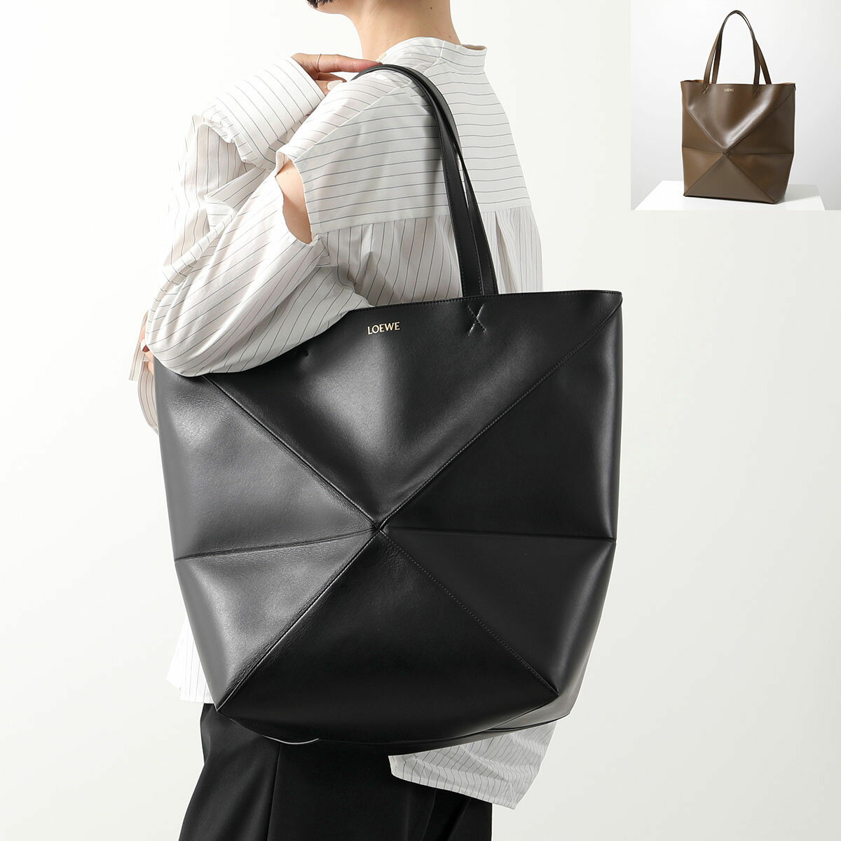 LOEWE ロエベ トートバッグ PUZZLE FOLD TOTE パズル フォルド B933Q18X01 レディース レザー ラージ 鞄 1100/BLACK