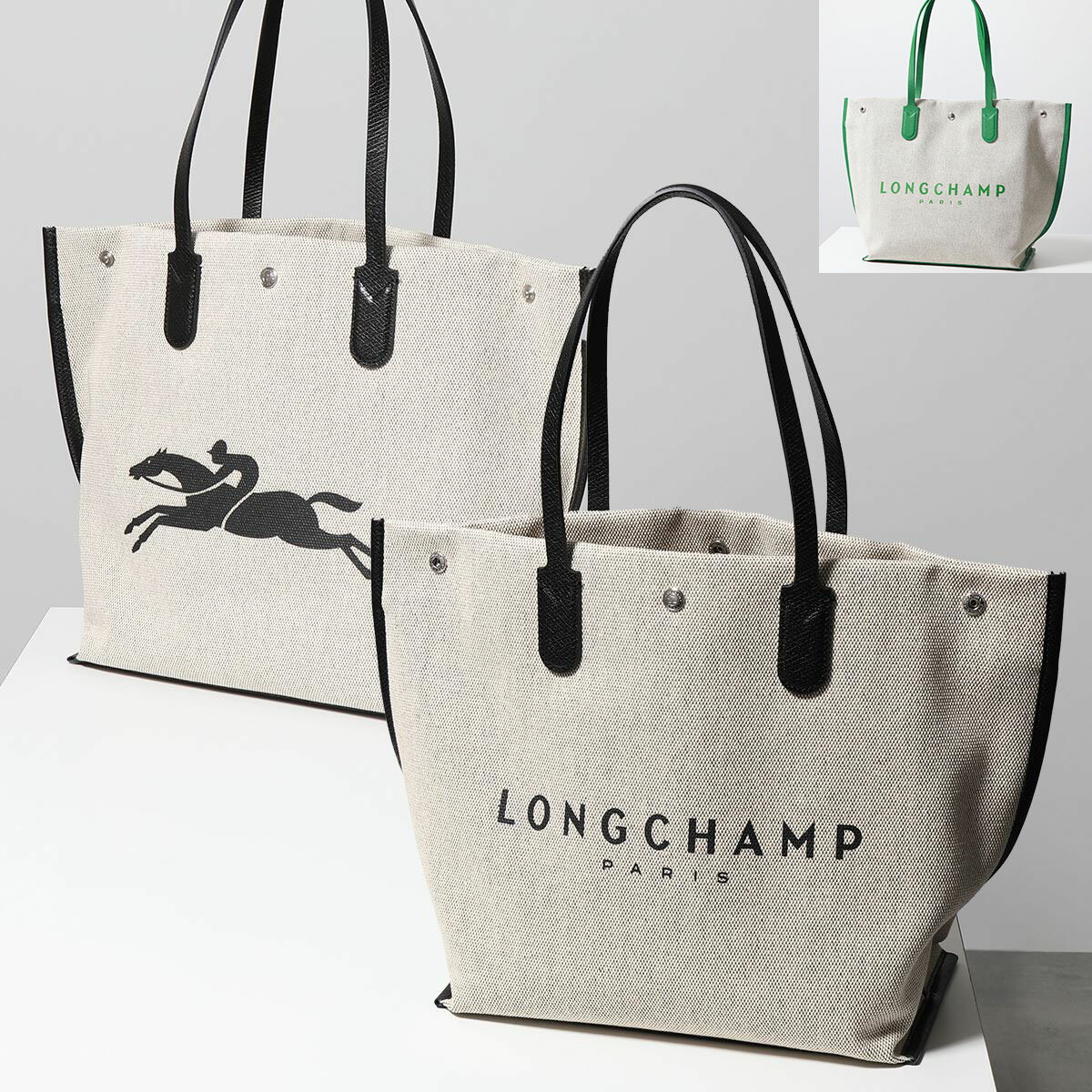 Longchamp ロンシャン トートバッグ 10090 HSG レディース コットン×レザー ロゴ 鞄 カラー2色のサムネイル