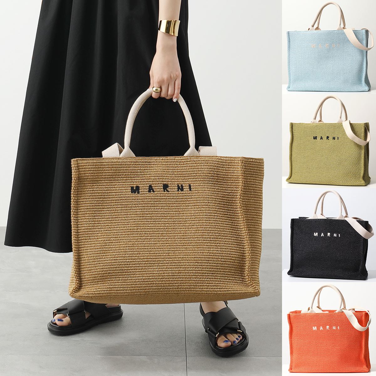 MARNI マルニ トートバッグ LARGE BASKET ラージ バスケット SHMP0078U0 P3860 レディース かごバッグ カゴ ショッピングバッグ ロゴ刺繍 鞄 カラー6色